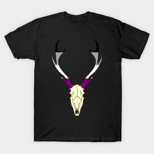 Asexual Pride Deer Skull T-Shirt by whizz0